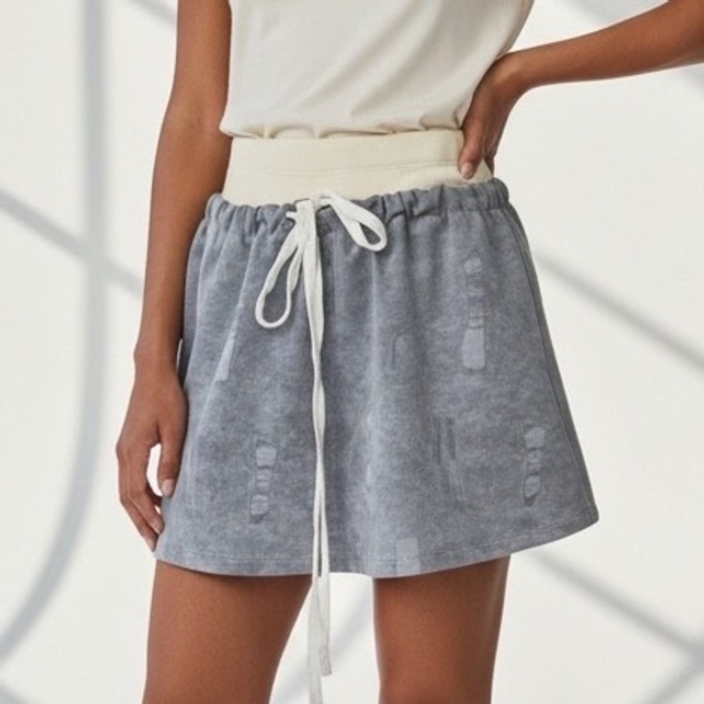 MICAS Blue Tie Dyed Elastic Waist Tie Mini Skirt Casual Beach Vacation Travel -S